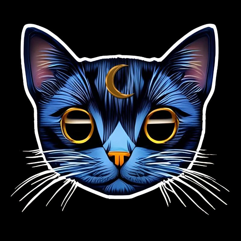 Chat avec une lune espace et cosmos