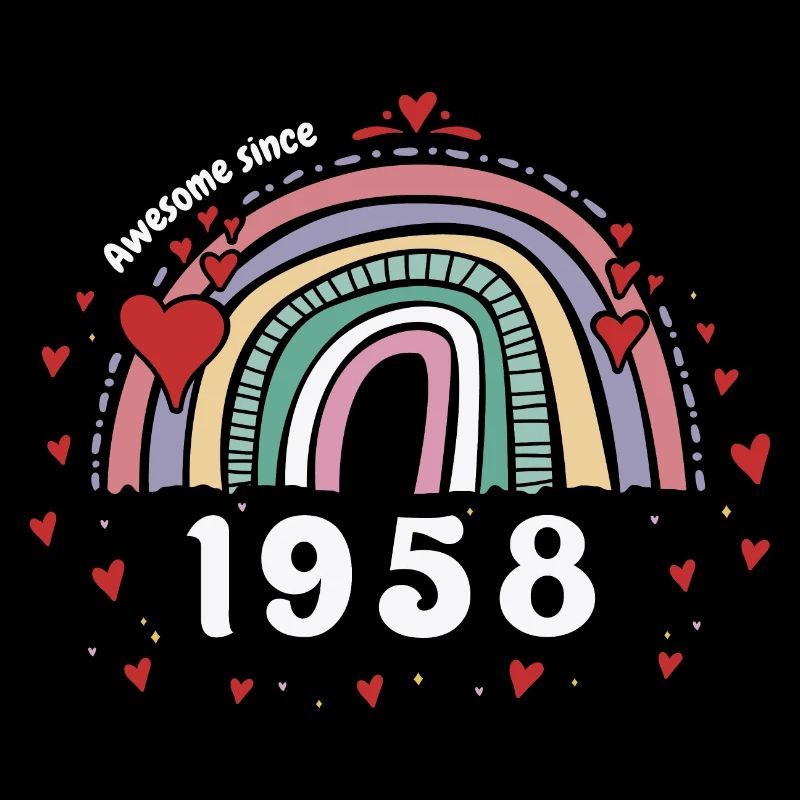 Cute Rainbow Awesome 1958 - 65th Birthday avec /