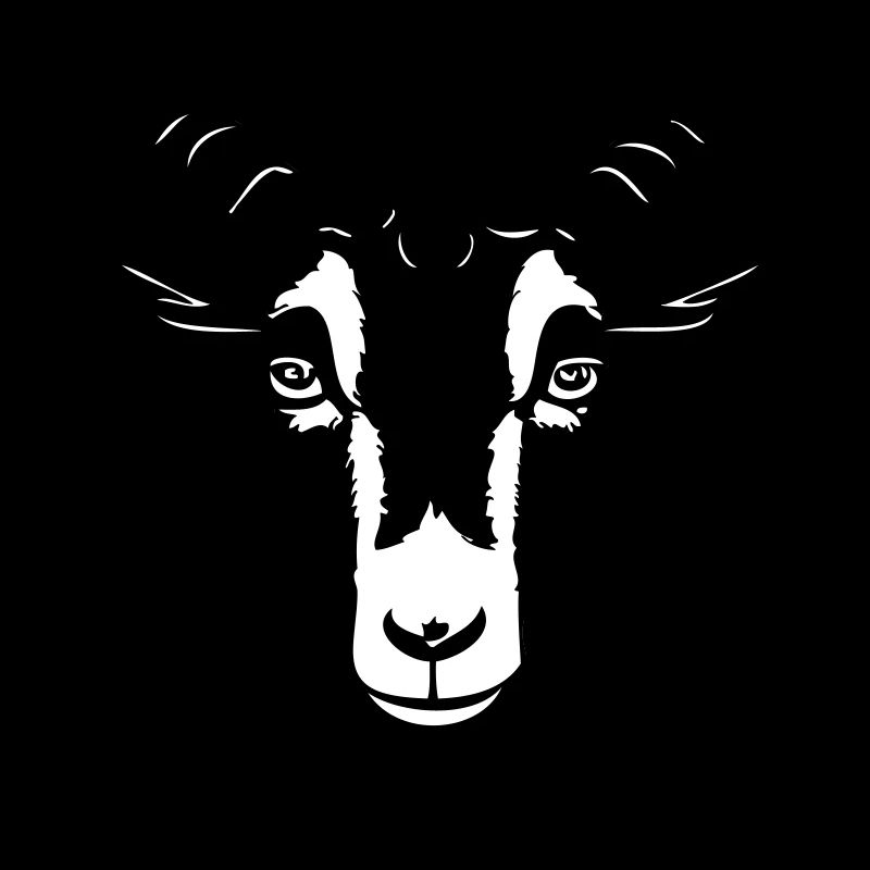 Goat in Black and White Cartoon Drawing Style