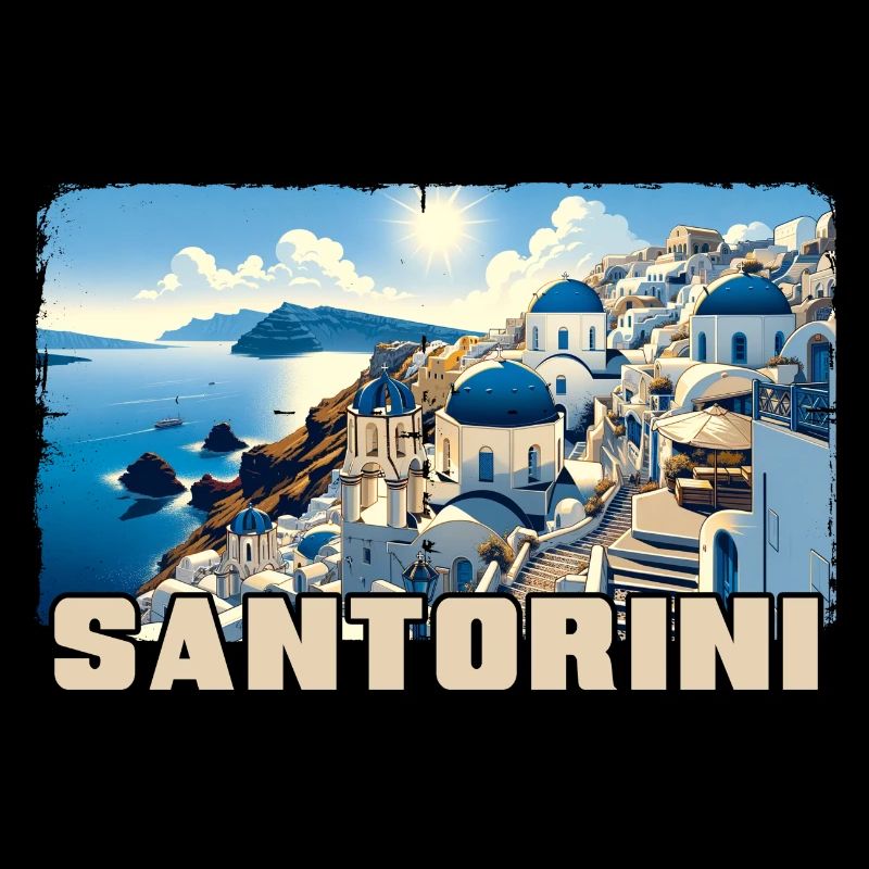 Santorin, Grèce, océan, volcan Akrotiri