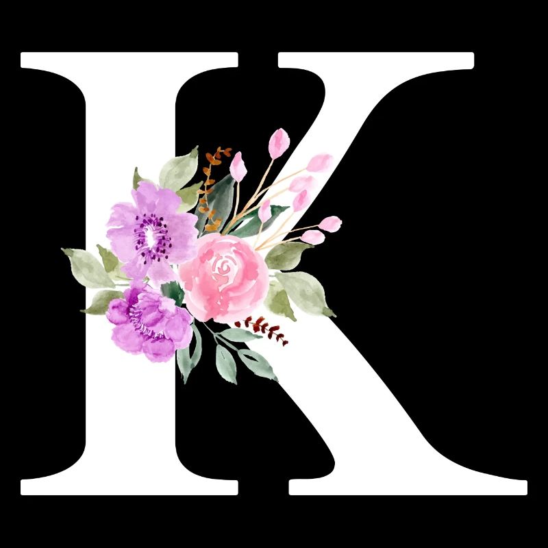 Lettre k floral violet
