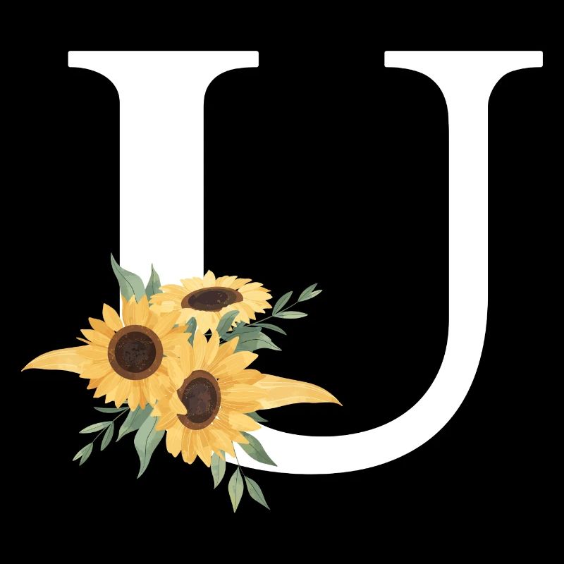 Buchstabe u blumige Sonnenblume