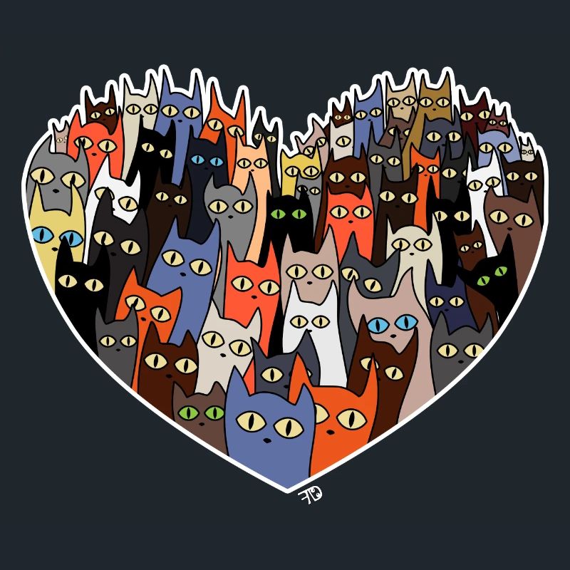 Conception de cœur avec des chats mignons