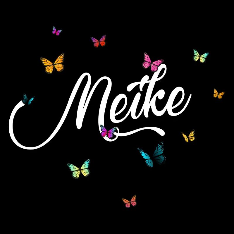 MEIKE - Mädchen Name mit bunten Schmetterlingen