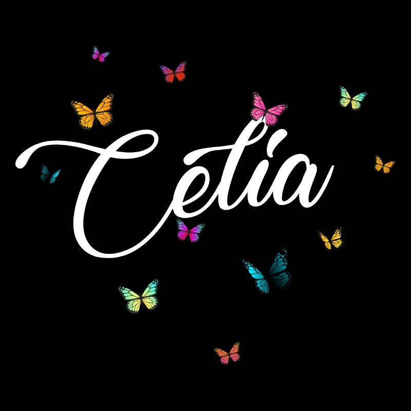 CELIA - Mädchen Name mit bunten Schmetterlingen