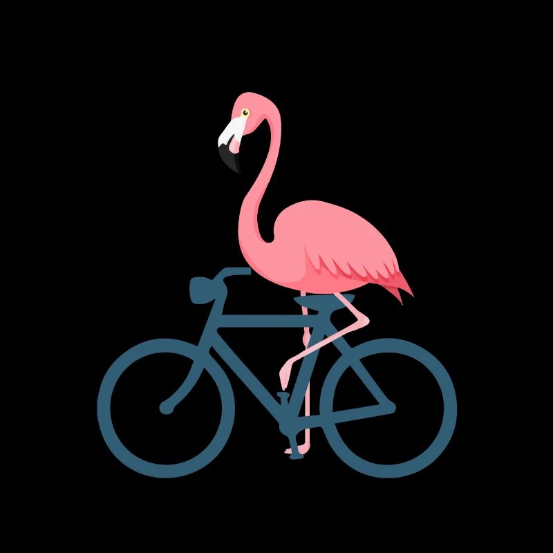 Flamant rose à vélo Drôle Charmant oiseau rose
