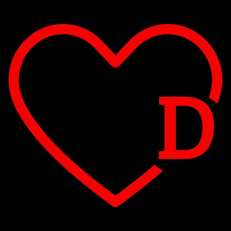 Letter D Red Heart