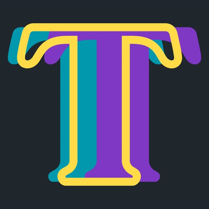 Multi-coloured letter t