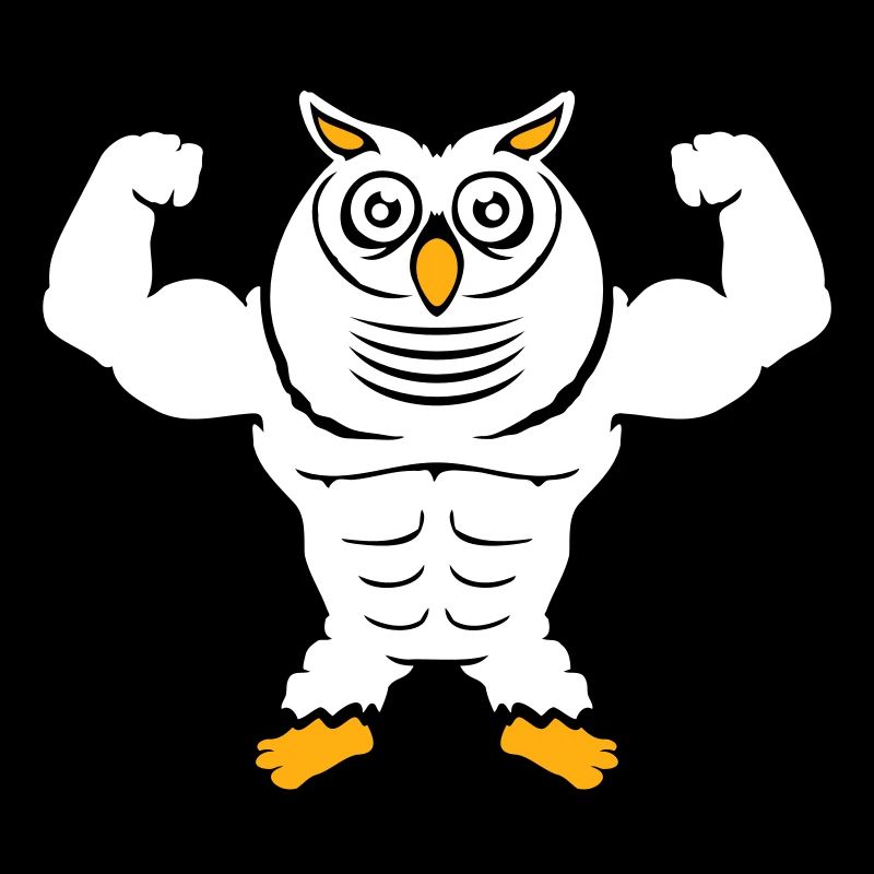 Owl Bodybuilder Muscles Biceps Poses Gym Rat Cool