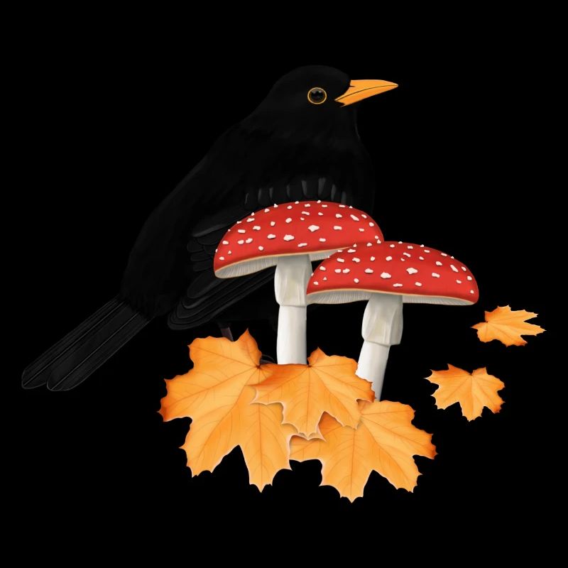 merle d’automne oiseau ornithologue Halloween