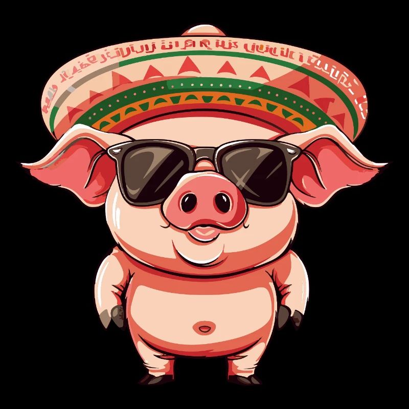 Schwein Comic Lustig Sombrero