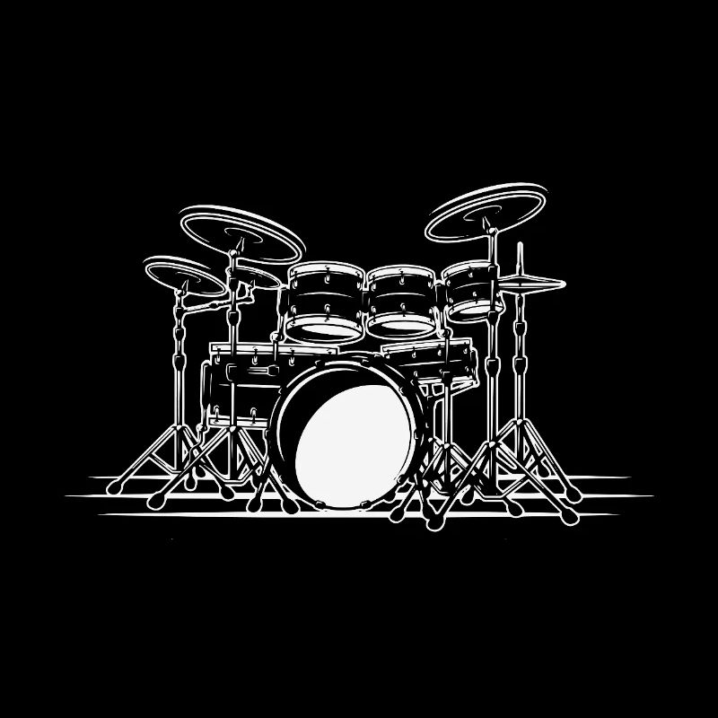 Drum Set Line Art Drummer Musician Rock Band Percu