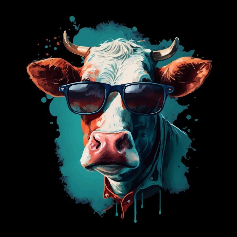 Une vache avec des lunettes de soleil