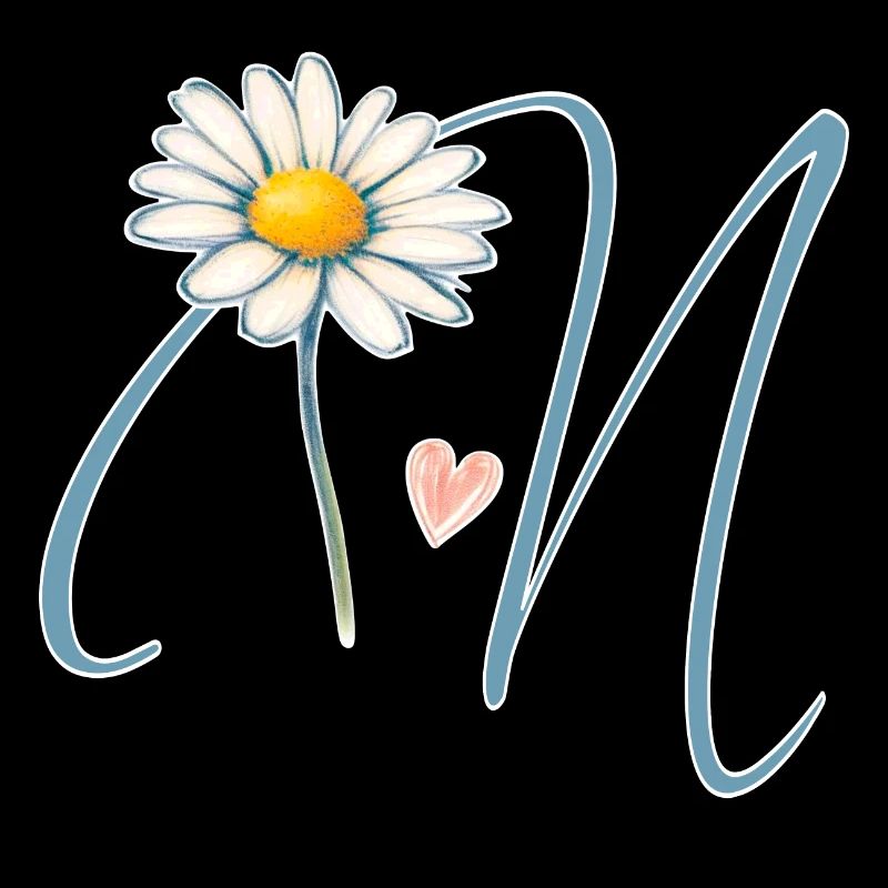 Letter N Daisy Heart