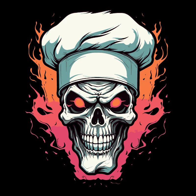 Crâne avec toque de chef