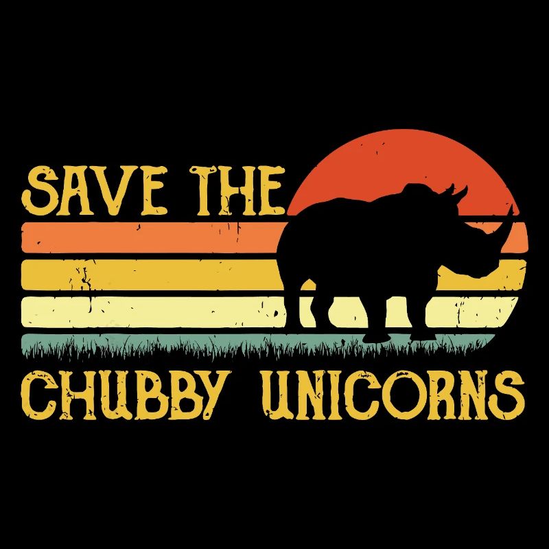 Save the Chubby Unicorns Retro Sunset