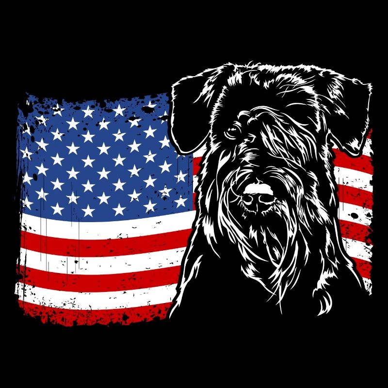 Schnauzer America Flag Chien Chiens Wilsigns
