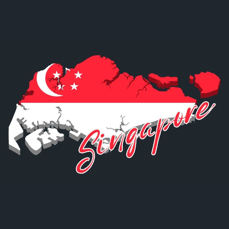 Carte de Singapour, drapeau de Singapour
