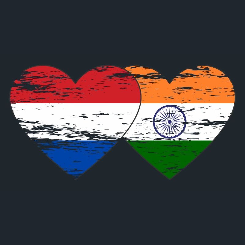 Hollande Inde Drapeau Coeur Utilisé