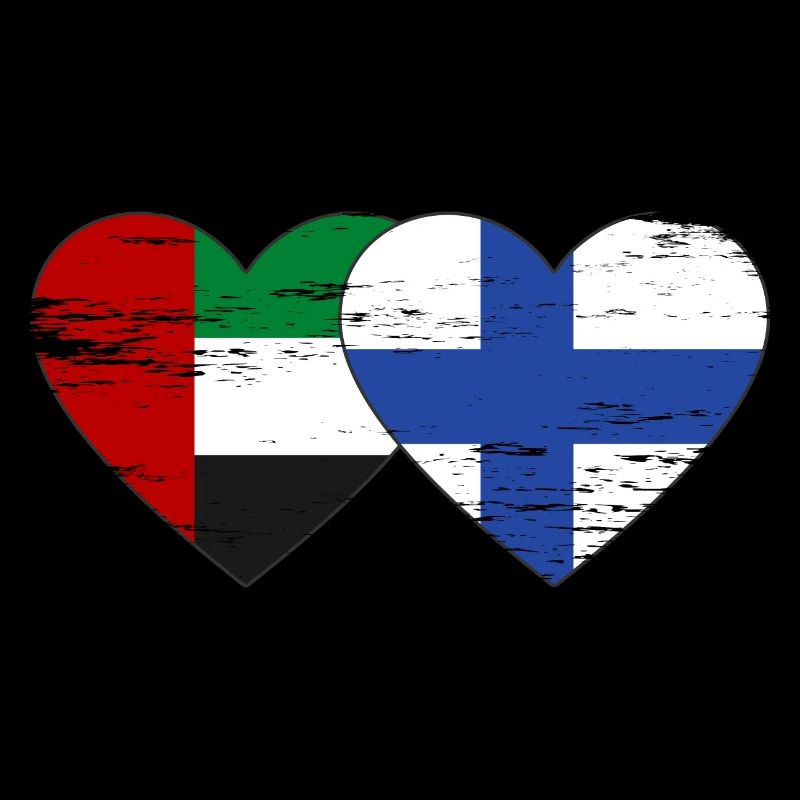 Émirats arabes unis Finlande Drapeau Coeur