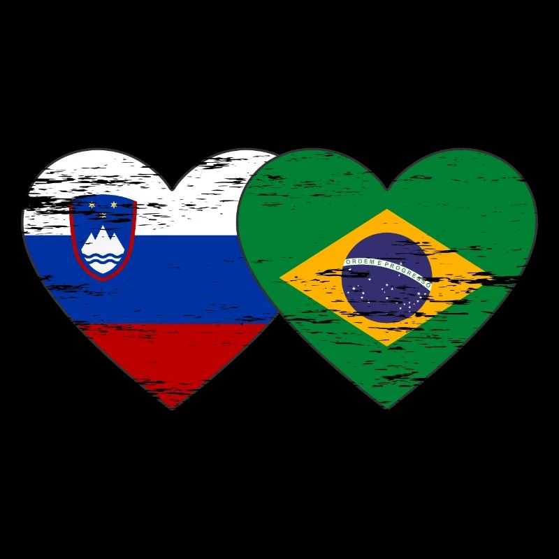 Slovénie Brésil drapeau coeur utilisé
