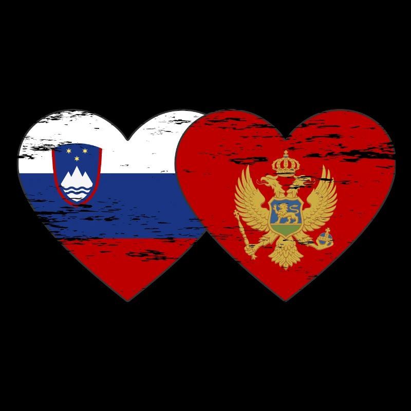 Slovénie Monténégro Drapeau Coeur utilisé
