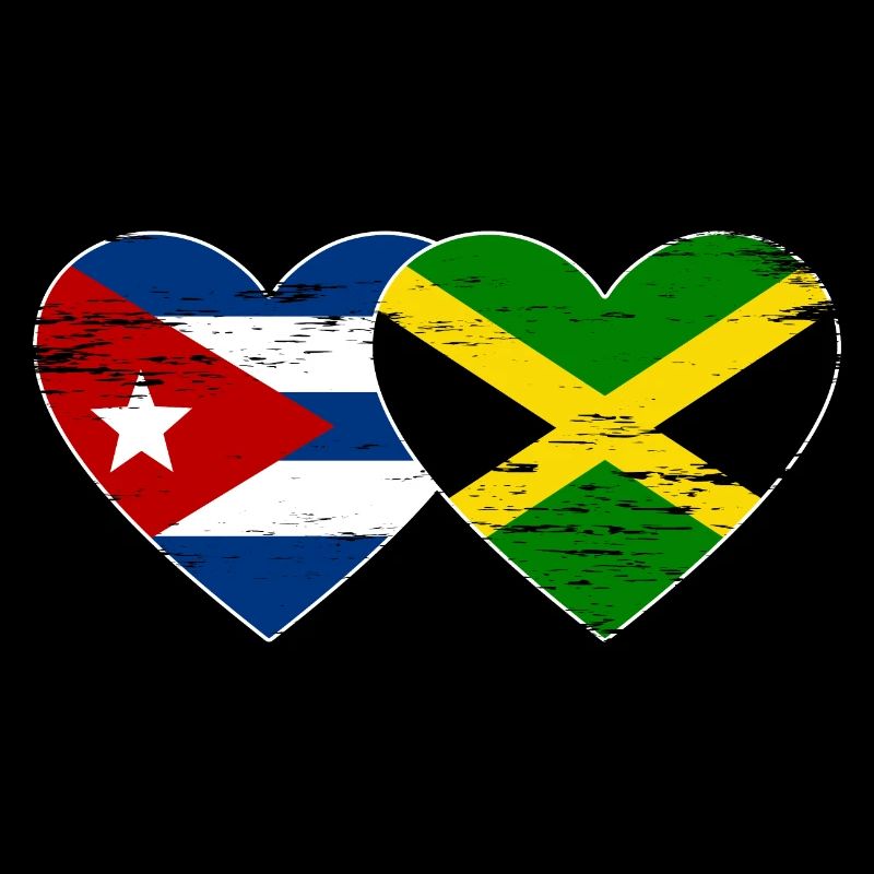 Cuba Jamaïque Drapeau Coeur Utilisé