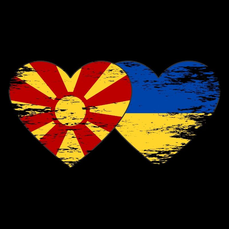 Macédoine Ukraine Drapeau Coeur Utilisé