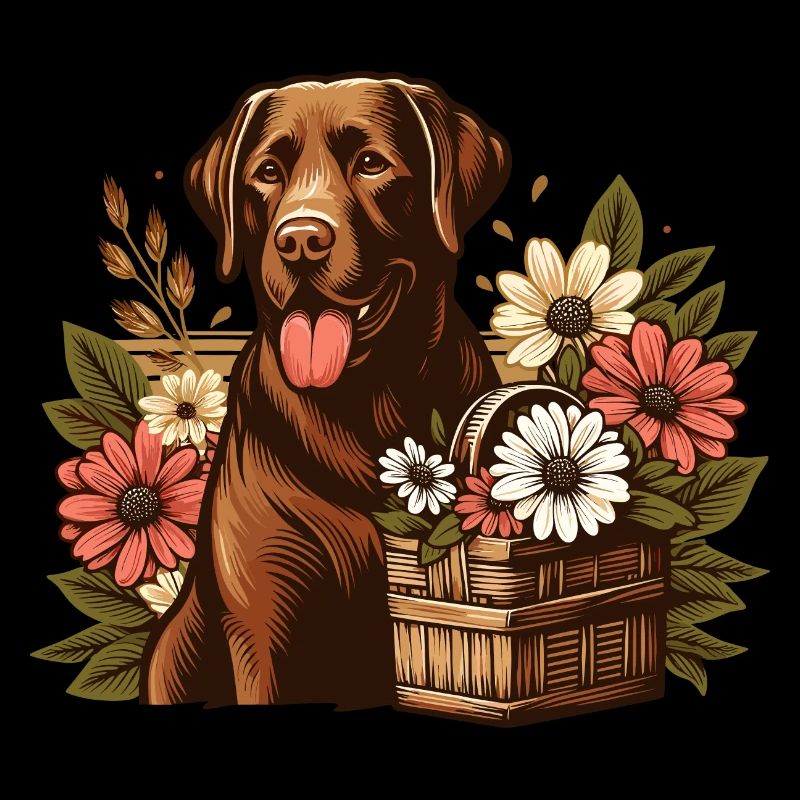 Fleurs de base marron Labrador Retriever Cottage Core