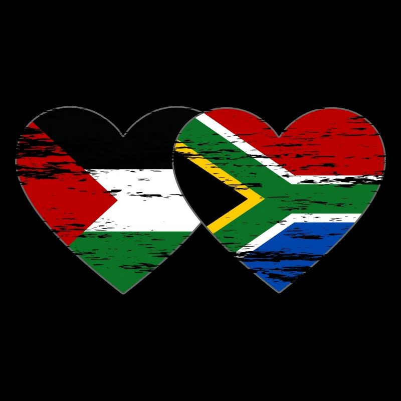 Palestine Afrique du Sud drapeau coeur utilisé