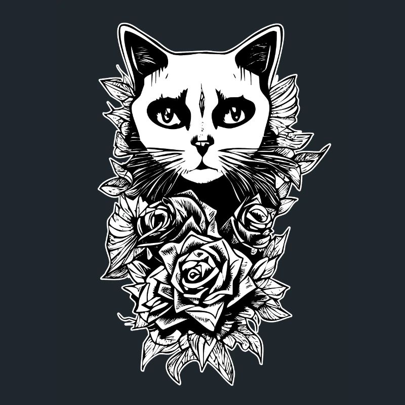 Dessin Gothique | Fleurs Et Chat