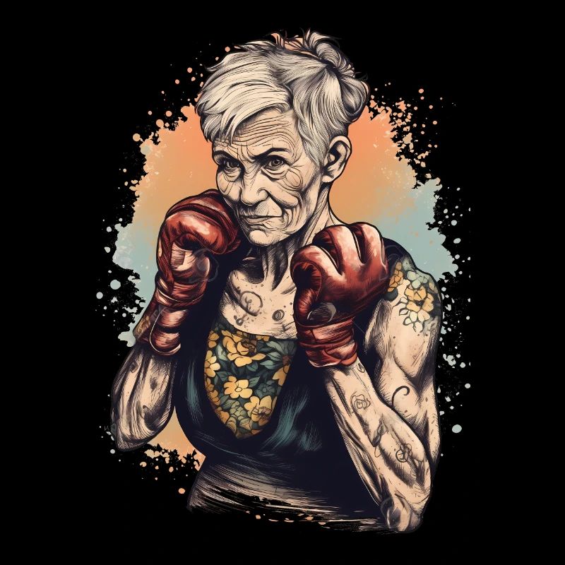 Mamie boxeuse cool avec des gants de boxe