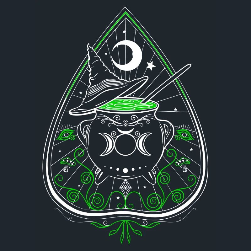 Sorcière Verte Planchette Chaudron Chapeau de Sorcière