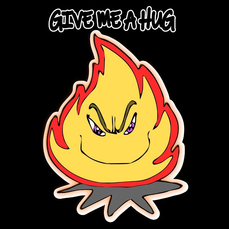 Illustration drôle de dessin animé feu câlin moi