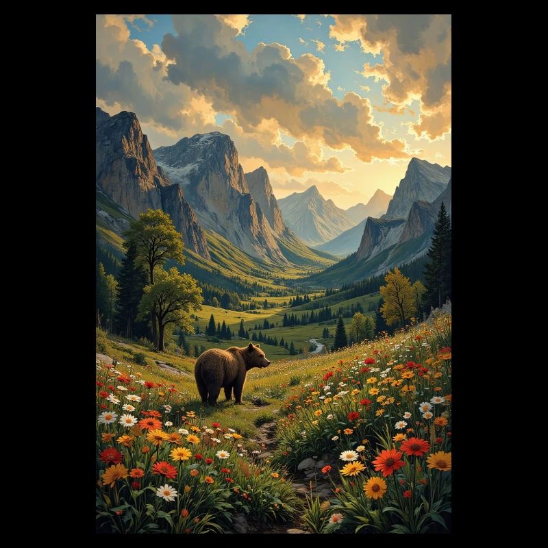 Bild Landschaft mit einem Bären.