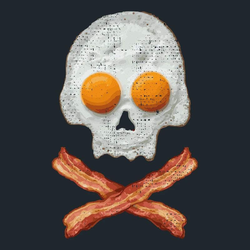 Fried Egg Skull with Bacon Cross