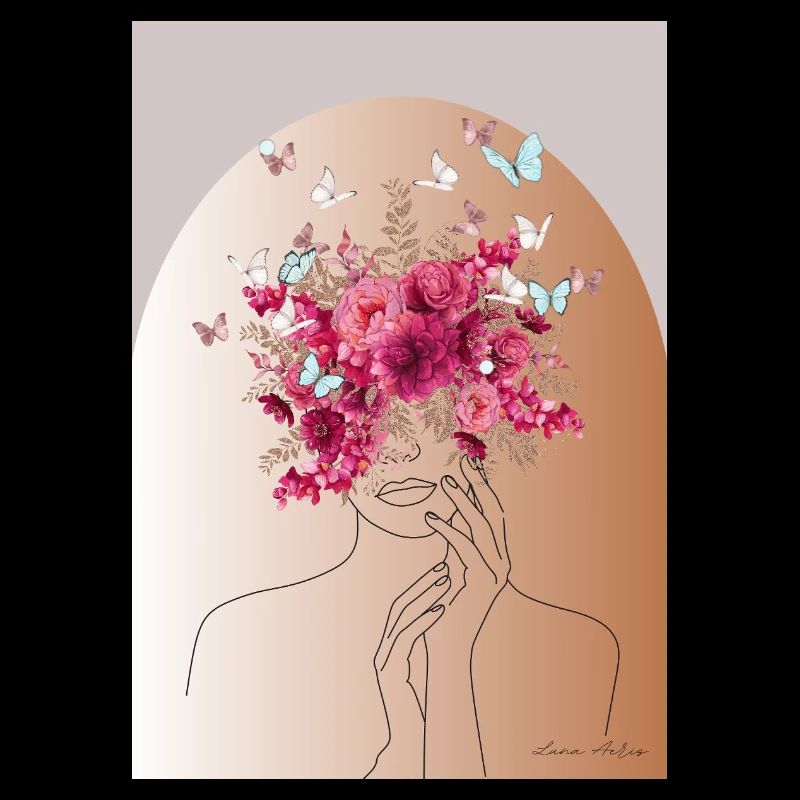 Tête de fleur avec couronne de papillon