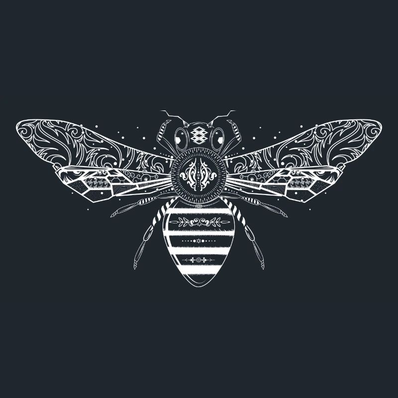 artfully designed white bee
