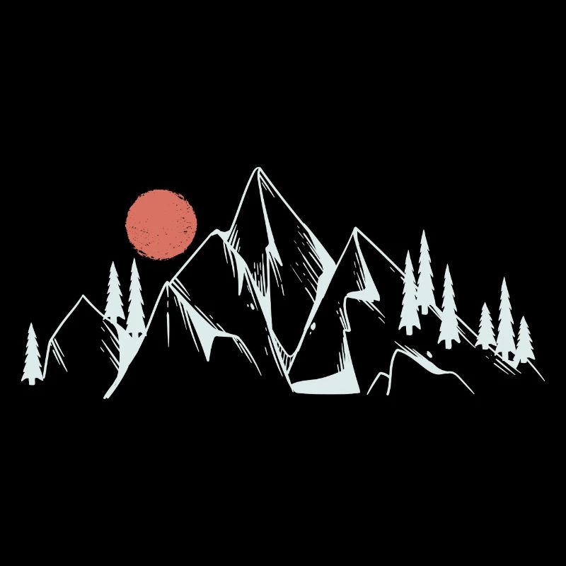 Dessin au trait de l’aube des montagnes