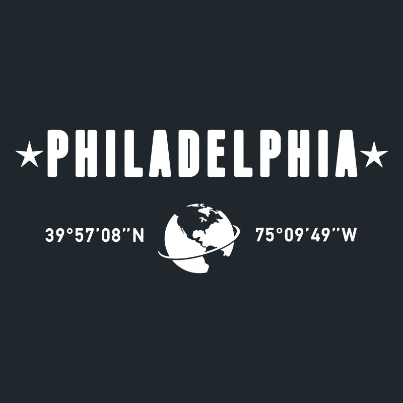 Philadelphia Coordinates Planet Earth White