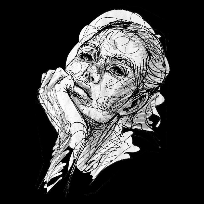 bored black and white drawing carographic