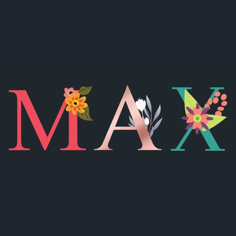 MAX Name Art avec fleurs brodées