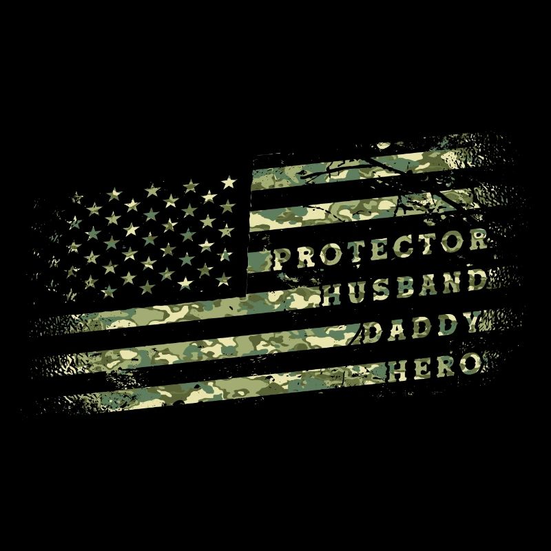 Husband Daddy Protector Hero Merica USA Flag