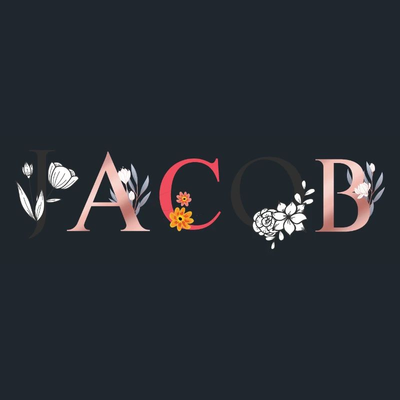 JACOB Art du nom avec fleurs brodées