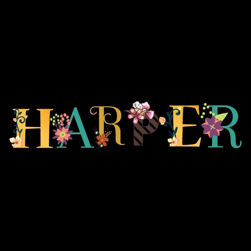 HARPER Namenskunst mit gestickten Blumen
