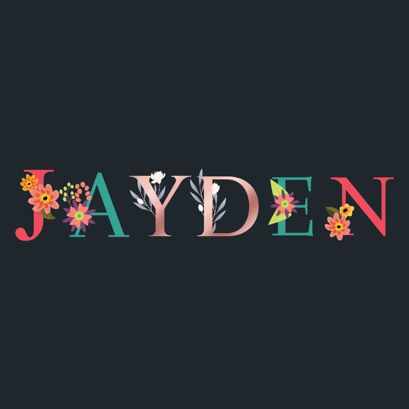 JAYDEN Prénom Art avec fleurs brodées