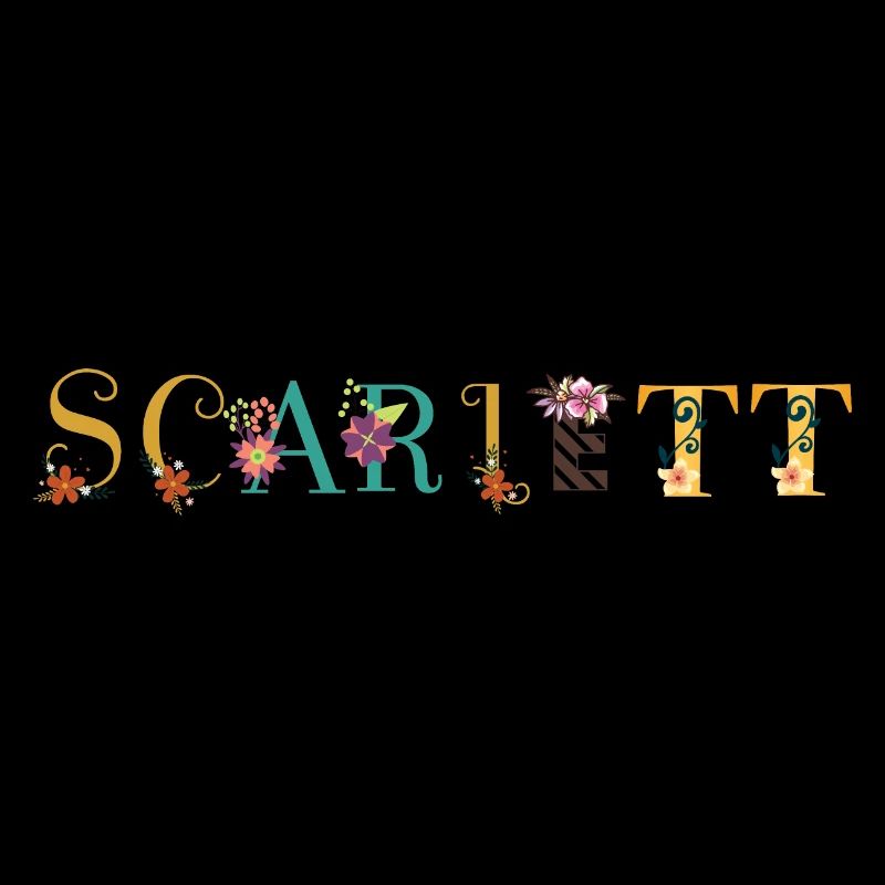 Art du nom SCARLETT avec fleurs brodées