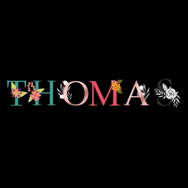 THOMAS Namenskunst mit Blumen bestickt