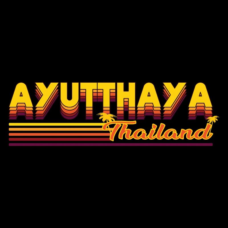 Ruines d’Ayutthaya: design rétro historique