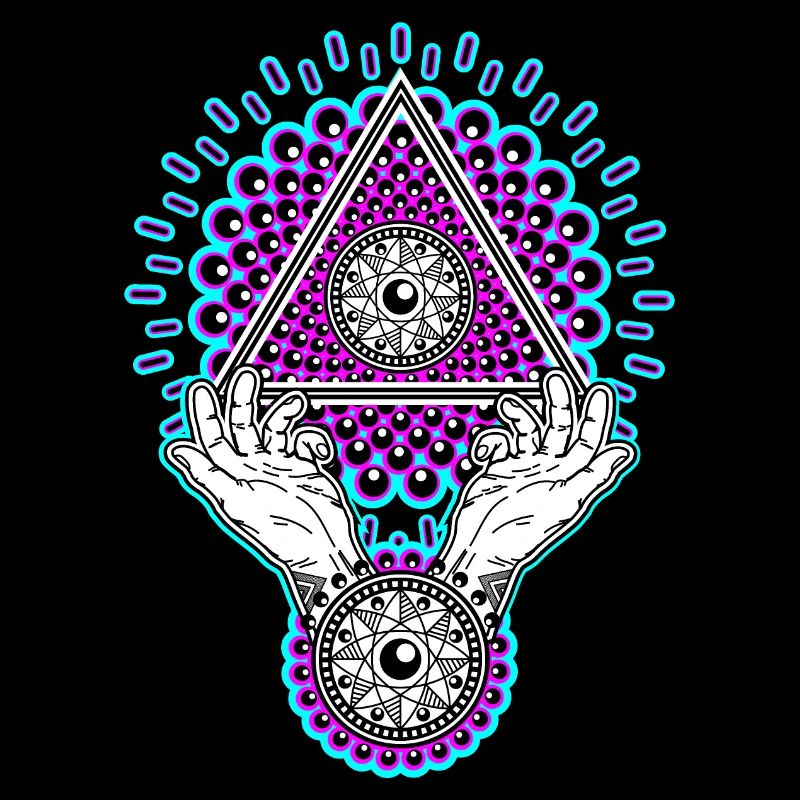 Neon Illuminati Pyramid 23 with Aura, Black Light